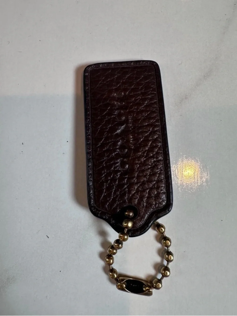 COACH Vintage Style Dark Brown Pebble Leather Purse Handbag Hang Tag Charm